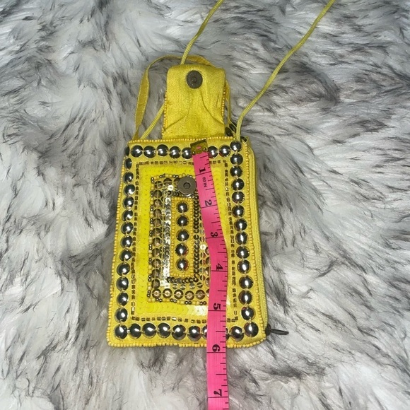 Beaded phone bag crossbody Yellow pouch travel bag vacation bag summer bag - Picture 12 of 16